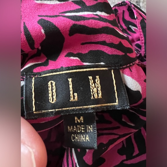 OLM Pink Zebra Print Button Up Blouse - Picture 4 of 4
